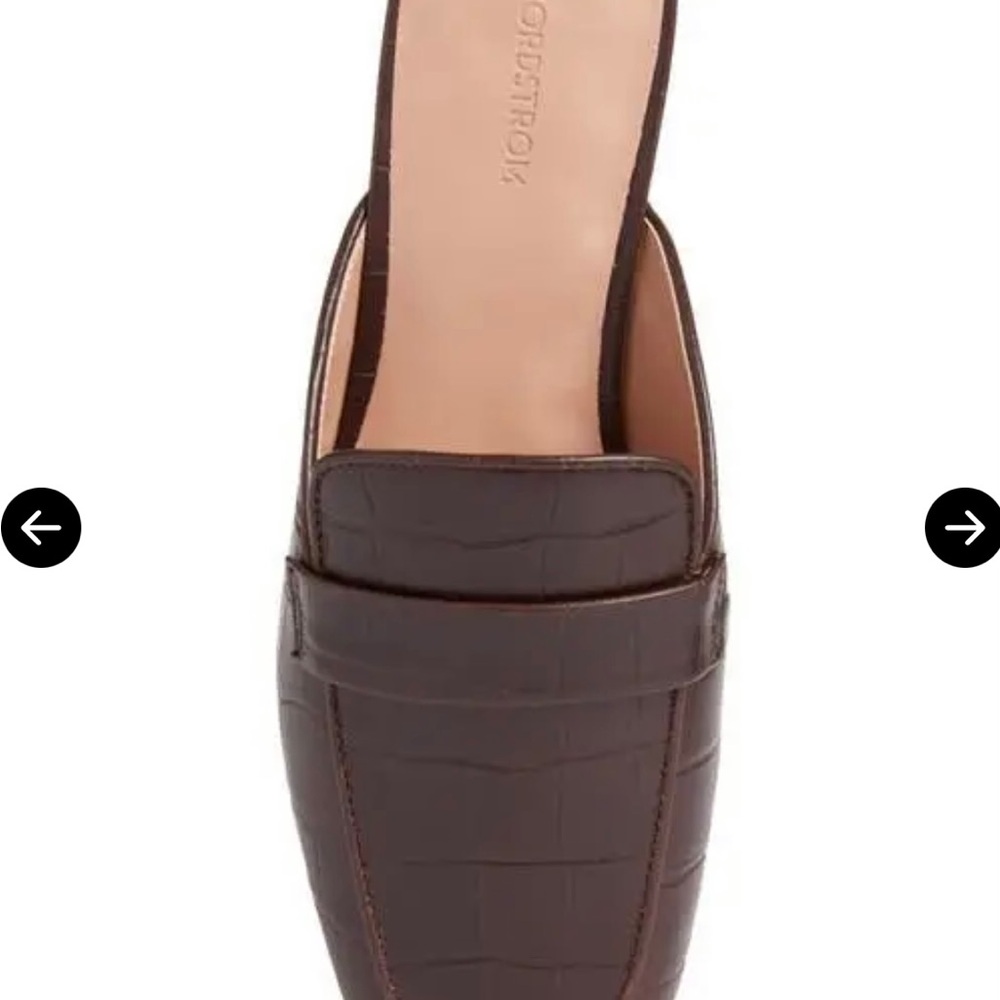 Nordstrom Dark Brown Croc-Embossed Loafers